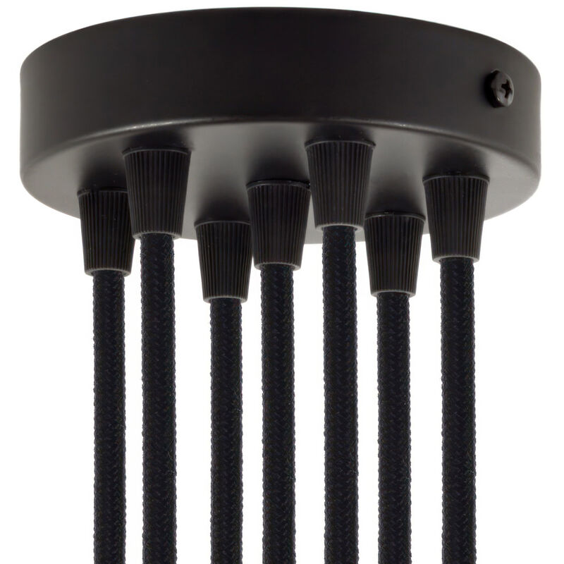 

Creative Cables - Kit rosetón cilíndrico de metal 7 agujeros | Cónico - Negro - Negro