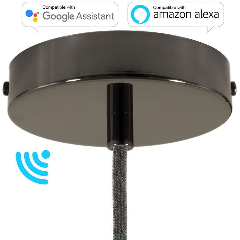 

Creative Cables - Kit rosetón cilíndrico en metal SMART - compatible con asistente vocal | Cilíndrico - Negro perla - Negro perla