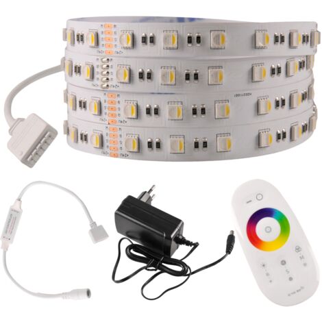 Kit ruban LED 24V 5m RGB+4000K IP20 télécommande Polux