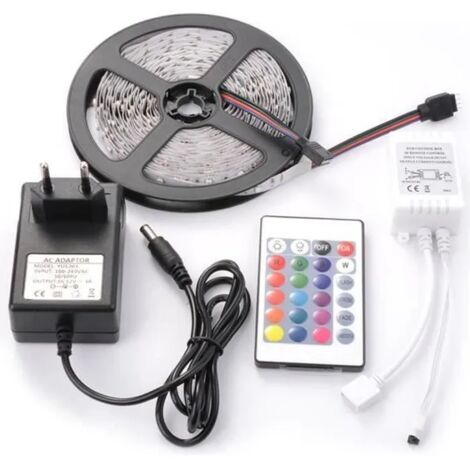 Kit ruban lumineux led Bande Guirlande Flexible LED 5M Non-Etanche à l'Eau SMD 3528 300LEDs RGB SU722