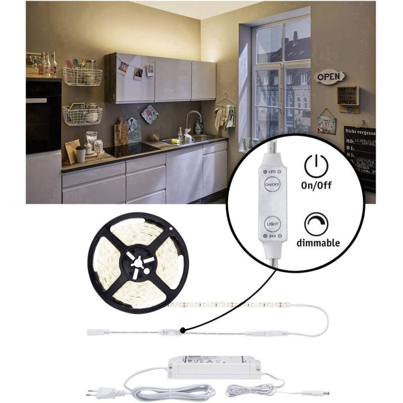 SimpLED 78956 Ruban led (Set complet) avec connecteur mâle 24 v 3 m blanc chaud 1 pc(s) - Paulmann