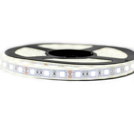 Kit Ruban Professionnel 5050 - 60 leds/m - 5 ou 10 mètres au choix - Blanc froid étanche (IP67)