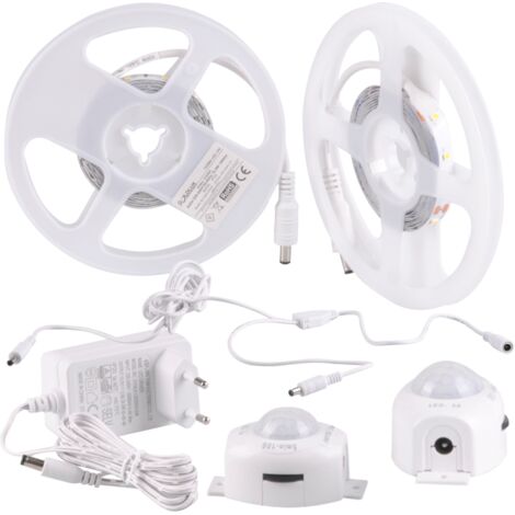 Kit rubans LED 12V 2x2m avec alim PIR 4000K IP20 Polux