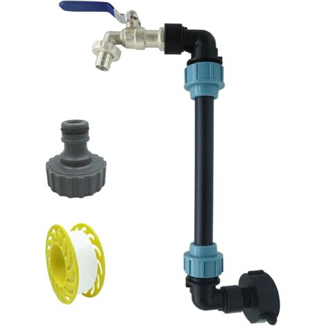Kit rubinetto a collo di cigno per serbatoio IBC, valvola di intercettazione S60 x 6, adattatore IBC da 3/4" per serbatoio di recupero dell'acqua piovana da 1000 litri con attacco rapido