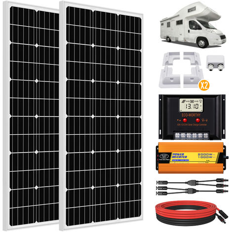 main image of "Kit RV pour panneau solaire 150W Batterie rechargeable au lithium LiFePO4 20Ah 12V"