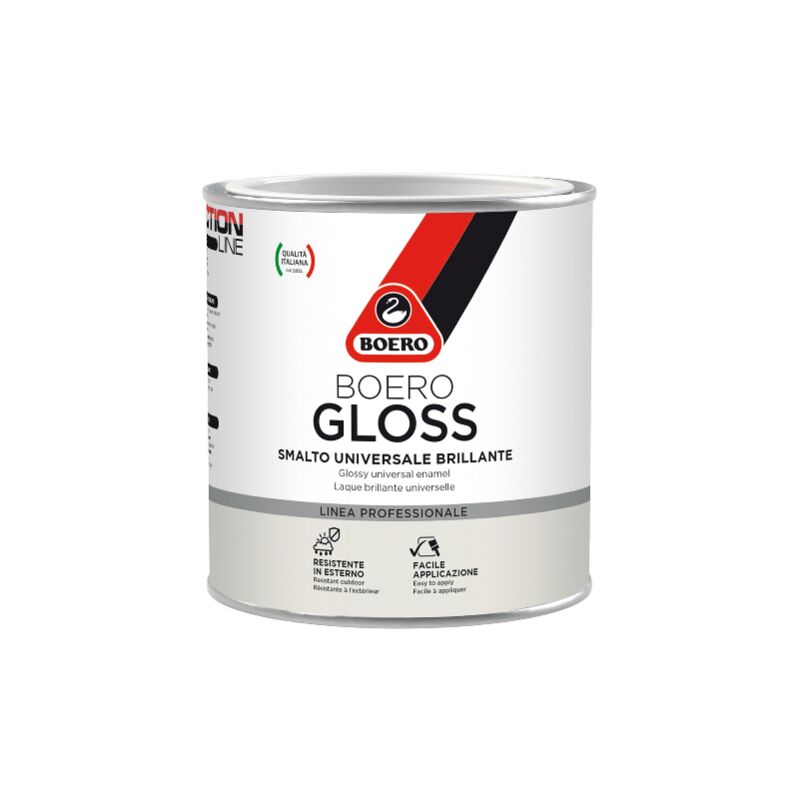 Image of Bricolife - boero gloss vernice smalto universale brillante anticorrosivo per ferro e legno colore grigio chiaro 2 lt