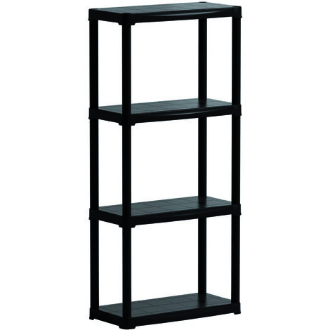 KIT SCAFFALI IN PLASTICA 4 RIPIANI cm. 60x30x133 h col. Nero