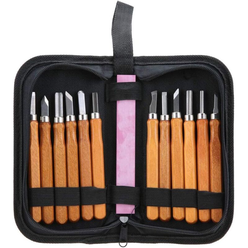 Kit scalpello per legno, set di 13 utensili per intaglio del legno, coltello compatto per intaglio del legno portatile per la lavorazione del legno