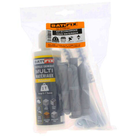 Kit scellement chimique 165ML - 4 Tam 16X85 - 4 tiges filetées 10X110 - 4 écrous - 2 canules mélangeuses