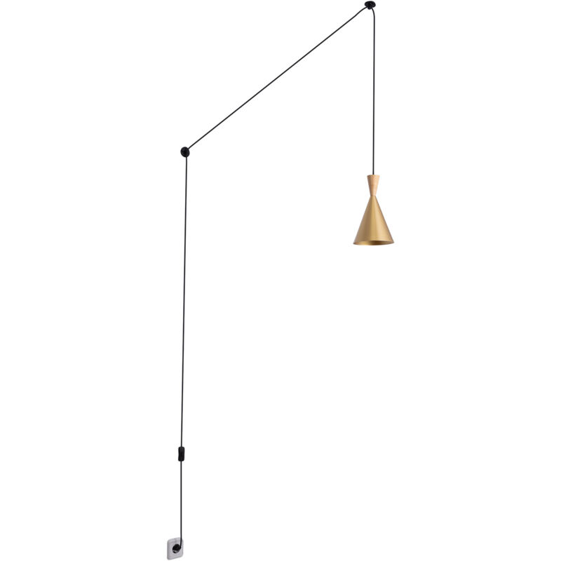 Image of Lampada a sospensione in legno 'Solvang', design ispirato a tom dixon E27 Colore Oro - Oro
