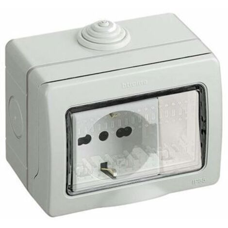 Kit schuko con deviatore in custodia ip55 2 mod - bticino