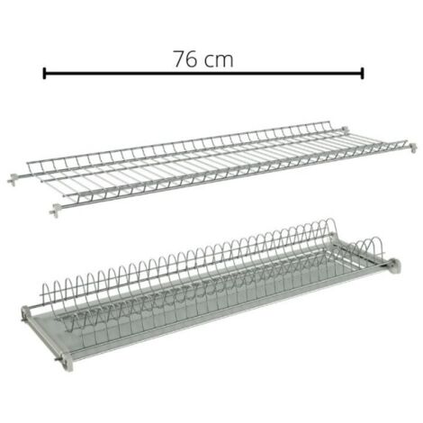 Kit scolapiatti cromato da incasso regolabile e vaschetta 76x25 cm