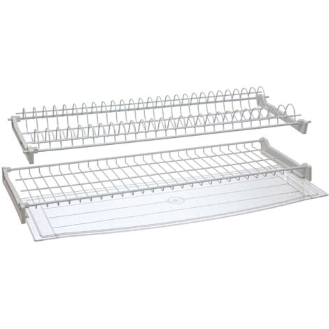 Kit scolapiatti in alluminio con vaschetta raccogli gocce lunghezza 76 cm