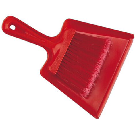 Kit scopino e paletta pulizia in plastica rosso/giallo universale