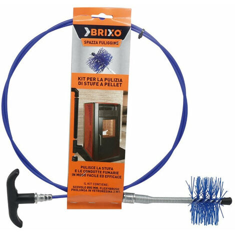 KIT PULIZIA TUBI STUFA A PELLET SCOVOLO D.80 MM PROLUNGA 2 MT CON MANICO  (28732)