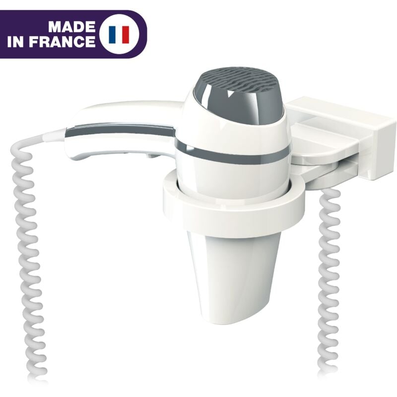 Sèche-Cheveux Clipper blanc + Support universel - Matériel professionnel - JVD