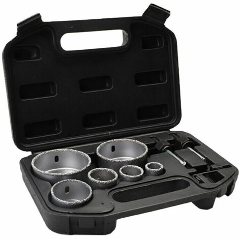 Kit sega a tazza per piastrelle con rivestimento in diamante con scatola di immagazzinaggio in lega 6 fori 22-73 mm taglio del calcestruzzo durevole portatile