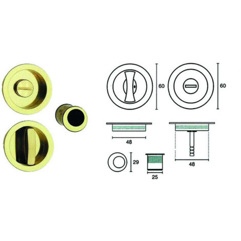 Kit serratura per porte scorrevoli b.tondo . satinato - mm.50 frontale con incontro oro luc. (e0262s40)