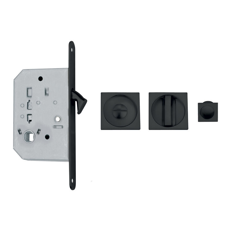 Kit serrure à condamnation design carré - Finition : Noir Mat RAL9005 -