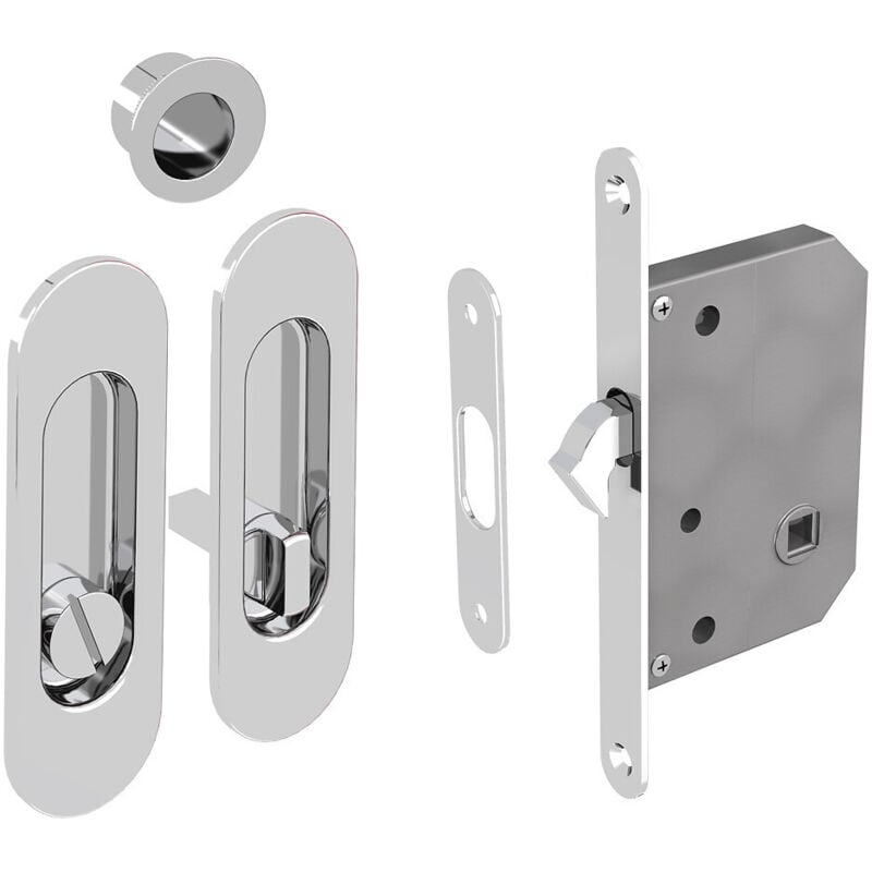 Slid'up By Mantion - Kit serrure à condamnation, poignée ovale, acier finition chromé