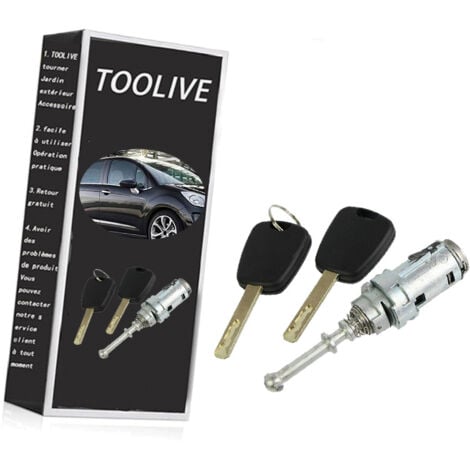 KIT Serrure + Barillet pour Porte Avant Gauche Citroen C2 C3 C3 PLURIEL + 2 clés --toolive