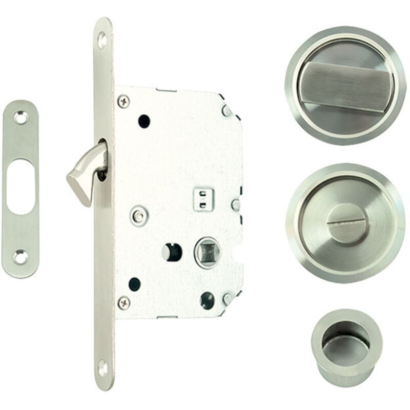 Kit serrure à condamnation design rond - Finition : Inox brossé -
