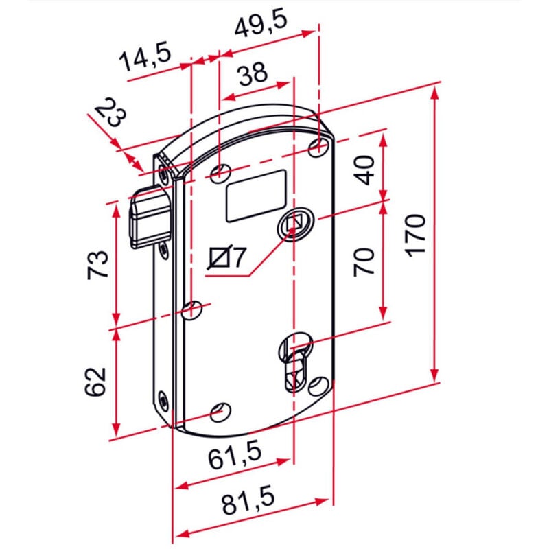 Tirard - Serrure modulox pour portail battant pêne demi-tour - Noir Noir