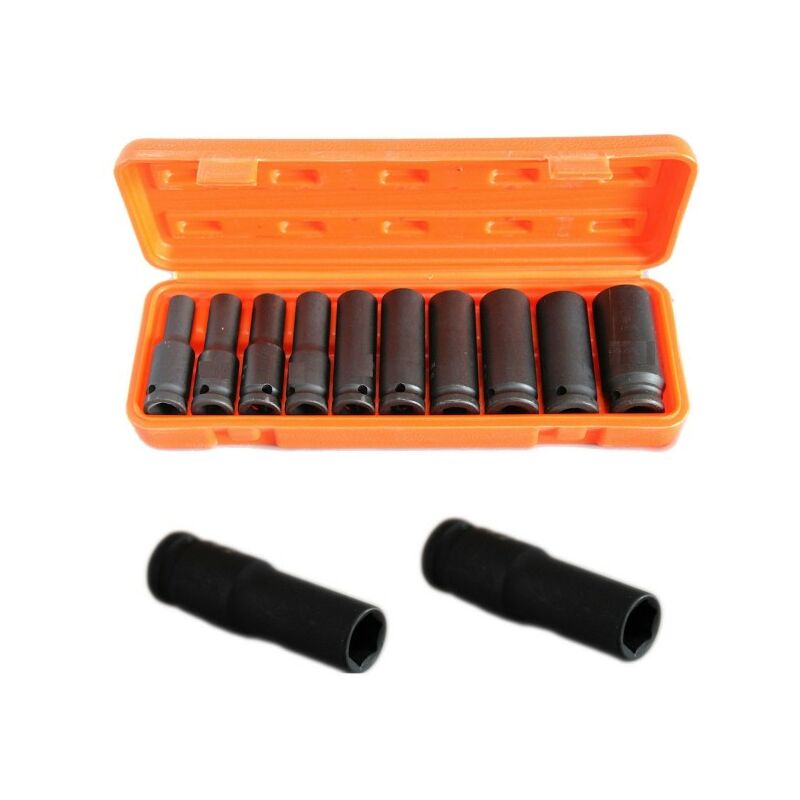 Image of Trade Shop Traesio - Trade Shop - Kit Set 10 Bussole 1/2 Esagonali Per Avvitatore Pistola Pneumatica Da 10 a 24mm