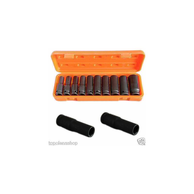 Topolenashop - kit set 10 bussole 1/2' esagonali per avvitatore pistola pneumatica da 10 a 24MM