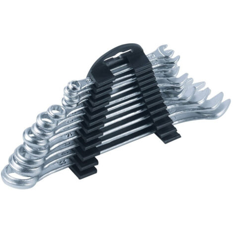 Kit Set 12 Clés De Fourchette à étoile Combinées En Acier Avec Support Mural