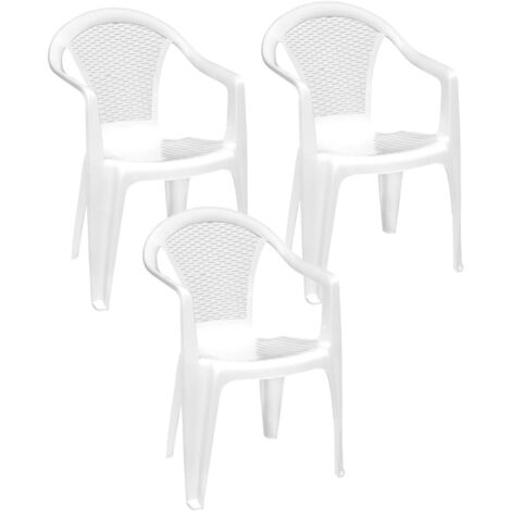 KIT SET 3 PZ MAURY'S KORA SEDIA IMPILABILE DA ESTERNO BIANCA 55 X 54 X H82 CM
