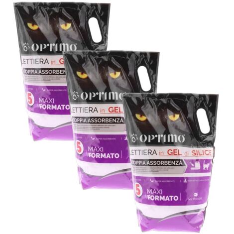 KIT SET 3 PZ OPTIMO LETTIERA PER ANIMALI IN GEL DI SILICE CON ASSORBENZA DI 5 L