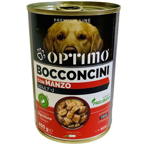 KIT SET 6 PZ OPTIMO BOCCONCINI PER CANE AL GUSTO MANZO DA 400 GR