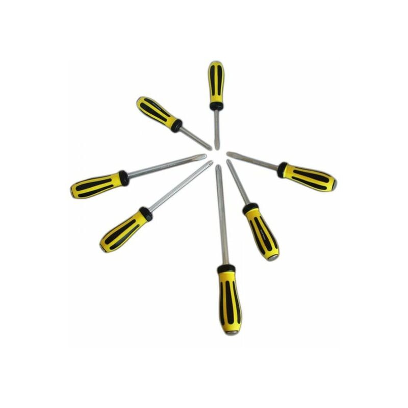 Image of Topolenashop - kit set 7 cacciaviti cacciavite impatto battente taglio croce cromo vanadio