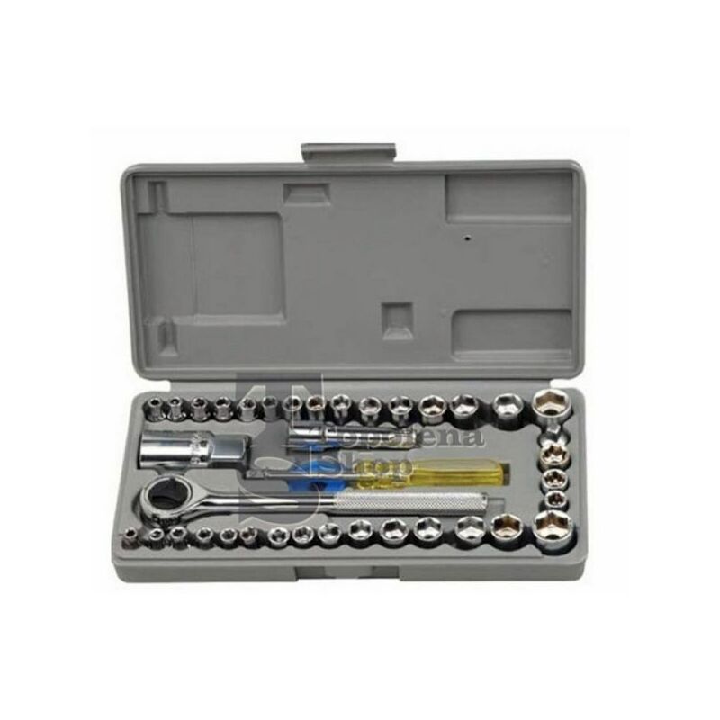 Image of Topolenashop - kit set chiavi a bussola con cricchetto 40 pezzi giravite valigetta