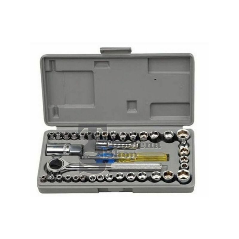 Image of Topolenashop - kit set chiavi a bussola con cricchetto 40 pezzi giravite valigetta in plastica