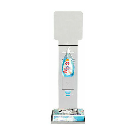 Kit Set Da Parete Totem Igienizzante Dispenser Gel Porta Guanti - Cestino