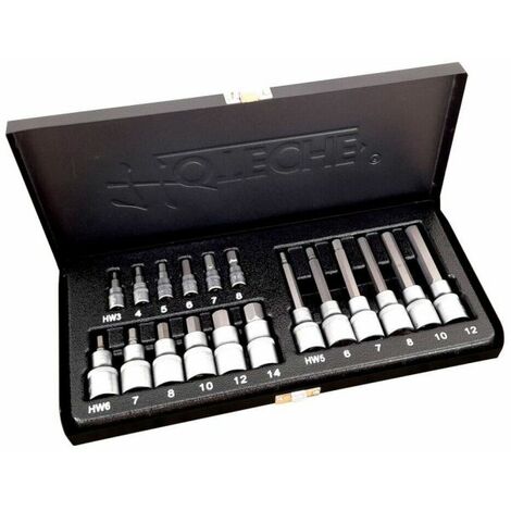 KIT SET INSERTI CHIAVI 18 PZ BUSSOLE CHIAVI ESAGONALI 1/4" 1/2" in valigia 203201