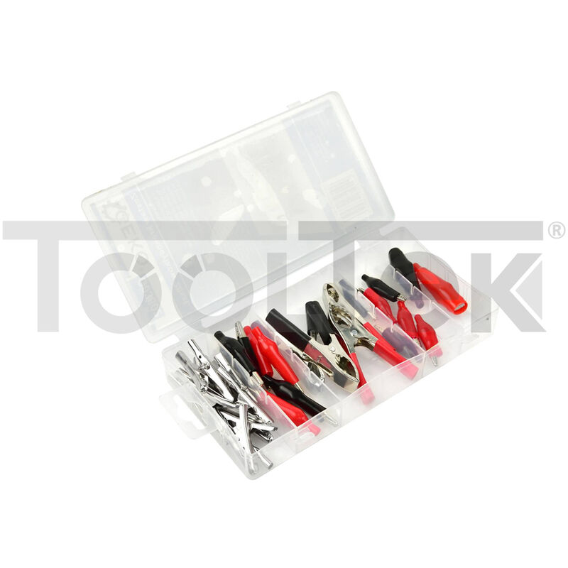 Image of Kit set morsetti pinze clip connettori elettrici coccodrillo 28pz G03602