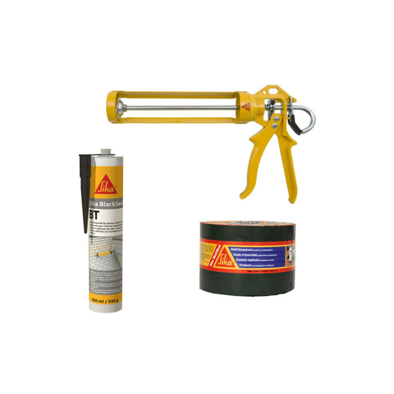 Sika - Kit couverture tuile Bande d'étanchéité bitumineuse 100mm x 3m - Mastic butyl seal-189 - Pistolet manuel pour cartouches