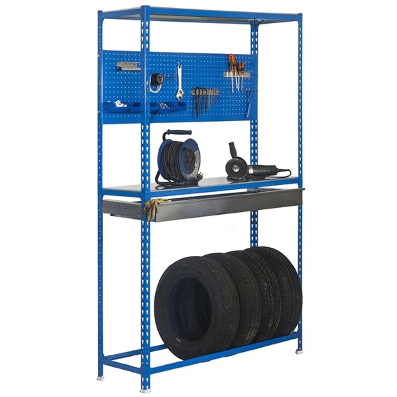 Simonrack - Estantería metálica sin tornillos simonauto de 3 estantes (200x100x40cm) azul y galvanizado