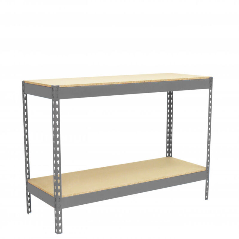 Simonrack Table de travail métal gris et bois 121 cm Simonrack Table de travail métal gris et bois 121 cm