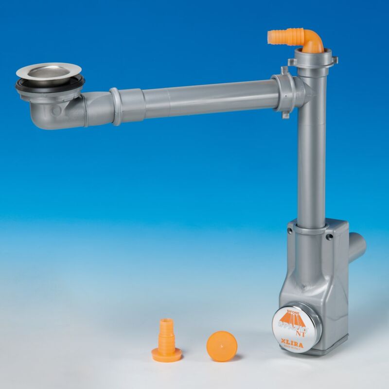 Kit siphon pour évier de cuisine avec évacuation mini basket gattinara, sortie Ø50 Lira Spa zio 1NT 9.1289.18 Gris