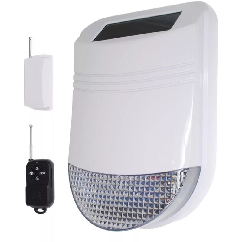 Kit sirène solaire universelle IP66 sans-fil avec émetteur et télécommande (HY)