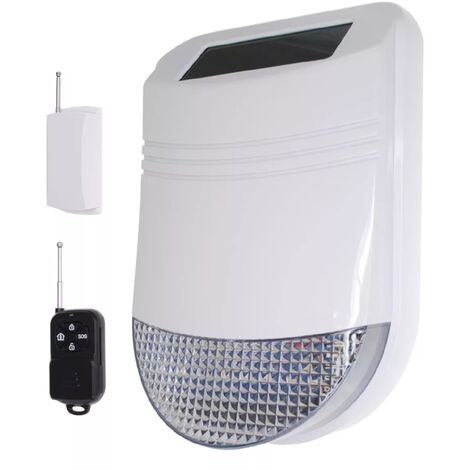 Kit sirène solaire universelle IP66 sans-fil avec émetteur et télécommande (HY)