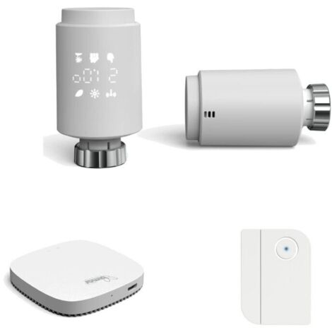 Kit Smart Control per Automazione Domestica - 2 Valvole Termostatiche, 1 Gateway e 1 Sensore di Porta e Finestra - Dimensioni: 193x130x105 mm