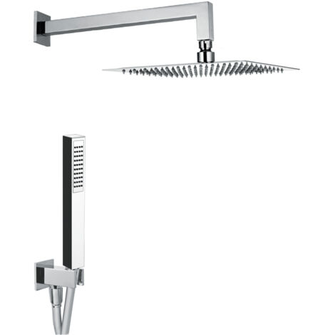 Kit Soffione Doccia Quadrato 2 Vie 30x30 cm in Acciaio Inox Rondò 30