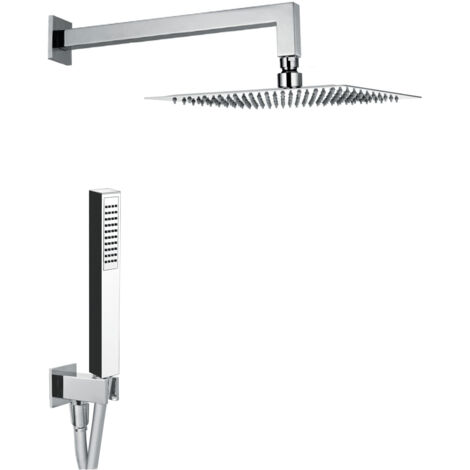 Kit Soffione Doccia Quadrato 30x30 cm in Acciaio Inox Rondò 30