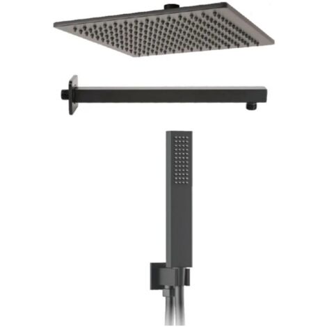KIT SOFFIONE DOCCIA QUADRATO SEVEN Nero opaco Matt