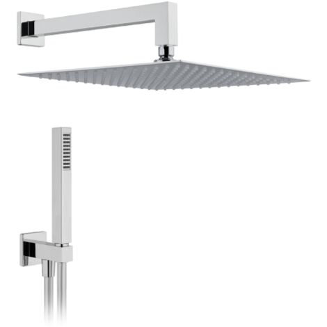 KIT SOFFIONE DOCCIA QUADRO L. 250x250 - Braccio L. 350 mm